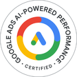 Selo da certificação Google Ads em anúncios de desempenho com inteligência artificial